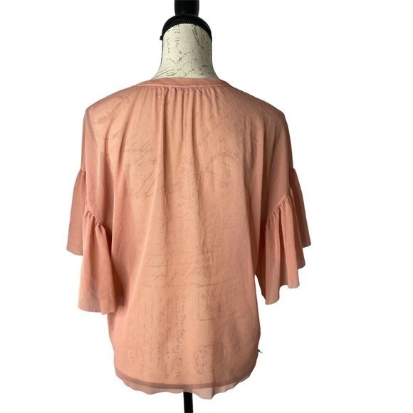 ZARA Top Women's 8 Embroidered Tulle Ruffled Short Sleeves Blouse Multi - Picture 1 of 6